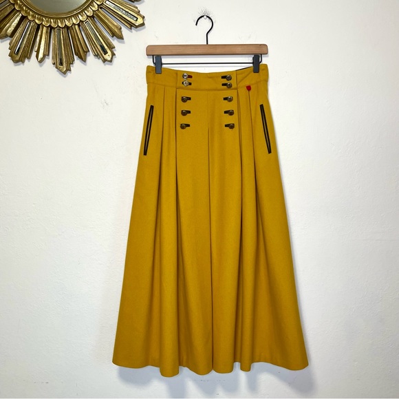 Admont Dresses & Skirts - Admont Wool Pleated A Line Button Midi Skirt